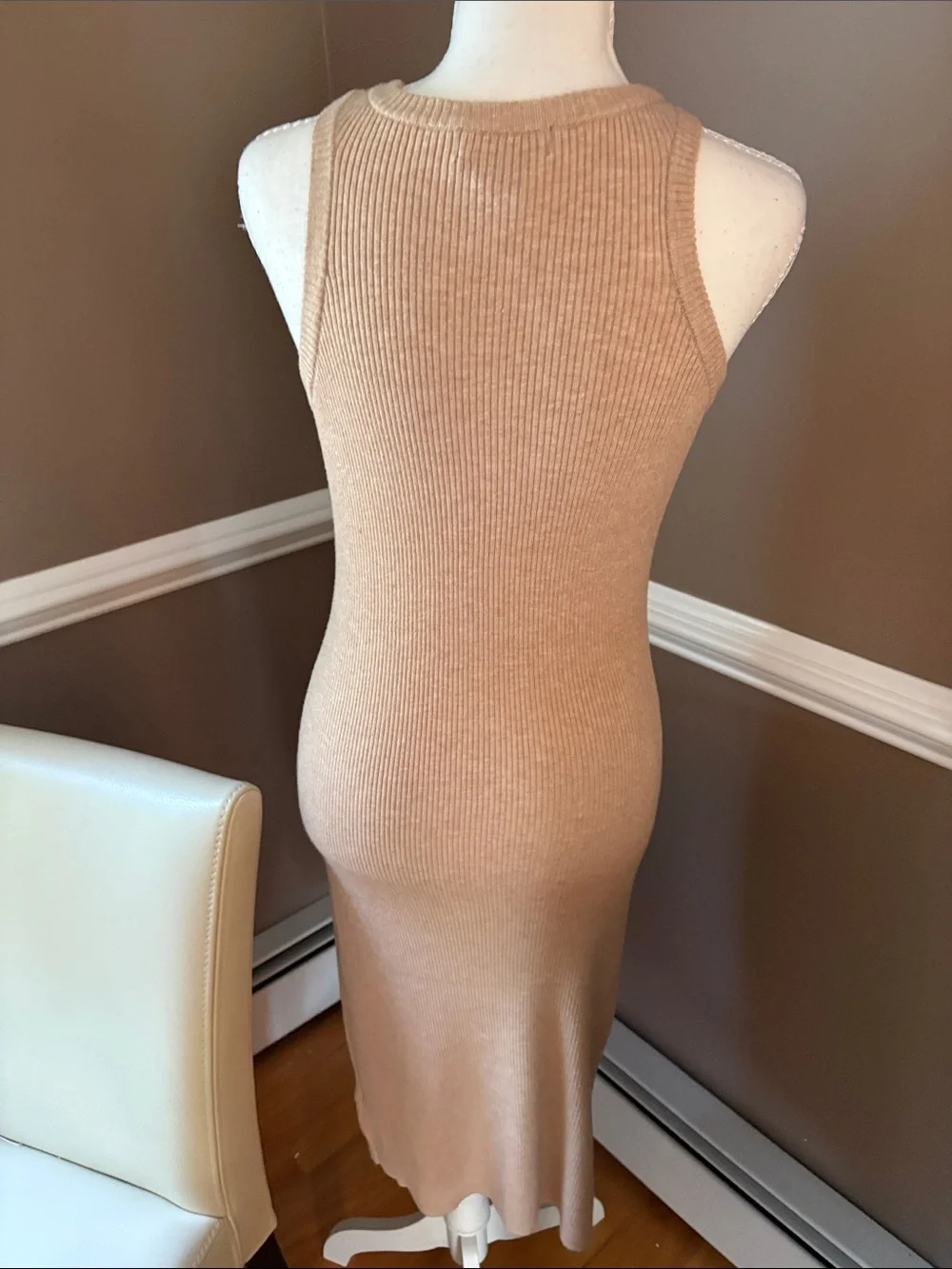Rachel Zoe Camel Ribbed Midi Tank Dress